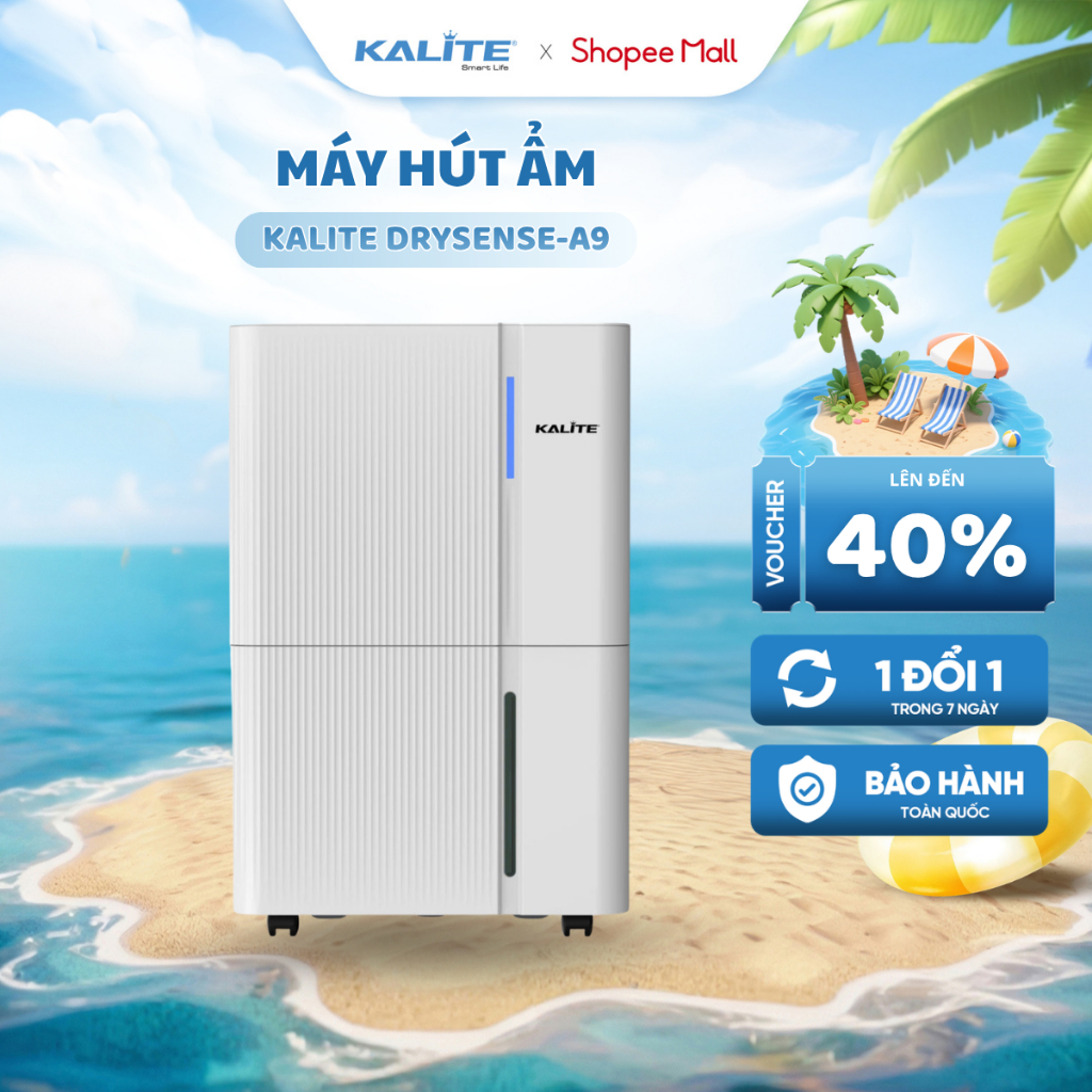 Máy Hút Ẩm KALITE Drysense-A9 - Công Suất Hút Ẩm Mạnh Mẽ 35L/ngày - Tự Động Rã Đông Khi Nhiệt Độ Thấ