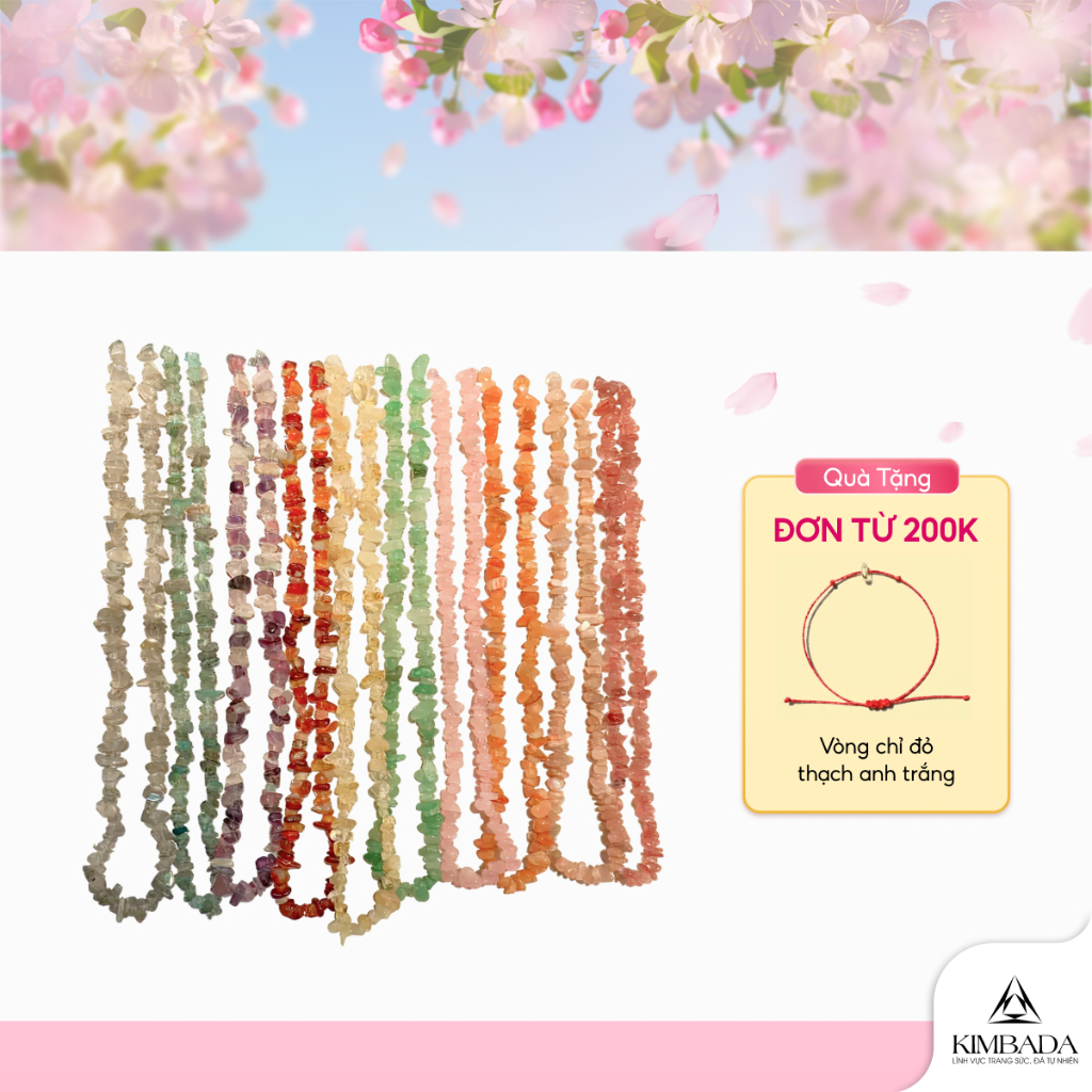 Dây vụn thạch anh tự nhiên Kimbada dùng làm đồ handmade vòng tay, vòng cổ, phụ kiện thời trang