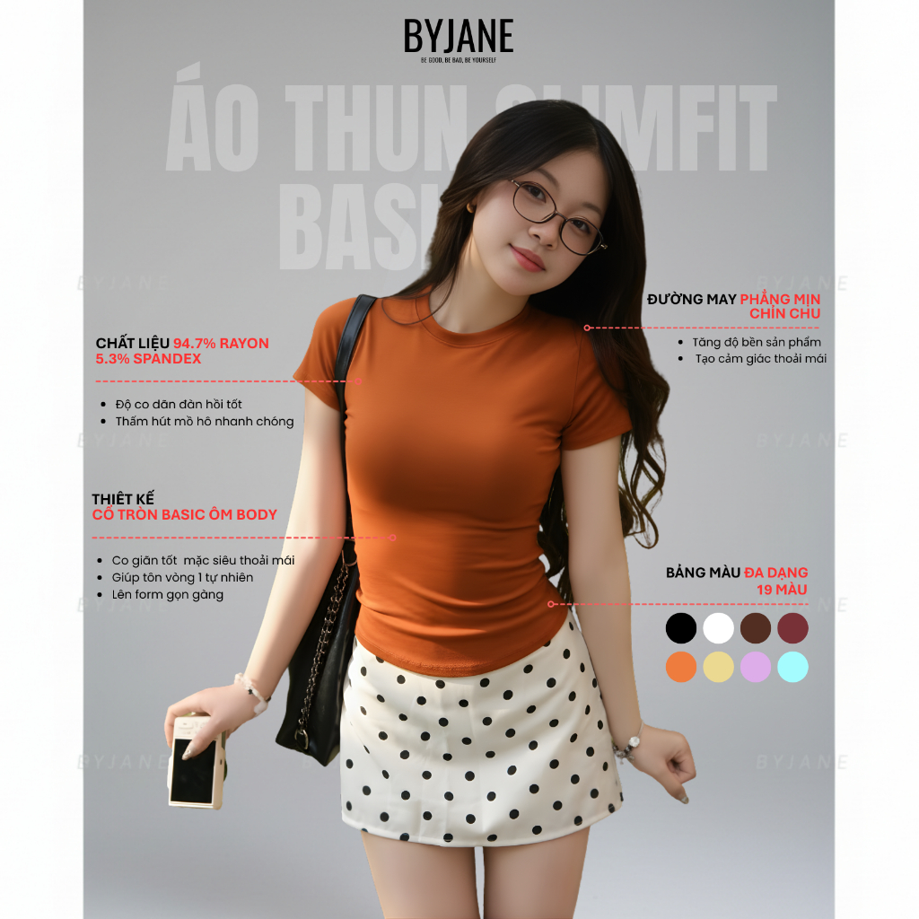Áo Thun Nữ Thắt Eo Ôm Body BYJANE chất cotton trơn co dãn 4 chiều Women (Từ 39kg-65kg) BYJANE - 315 | BigBuy360 - bigbuy360.vn