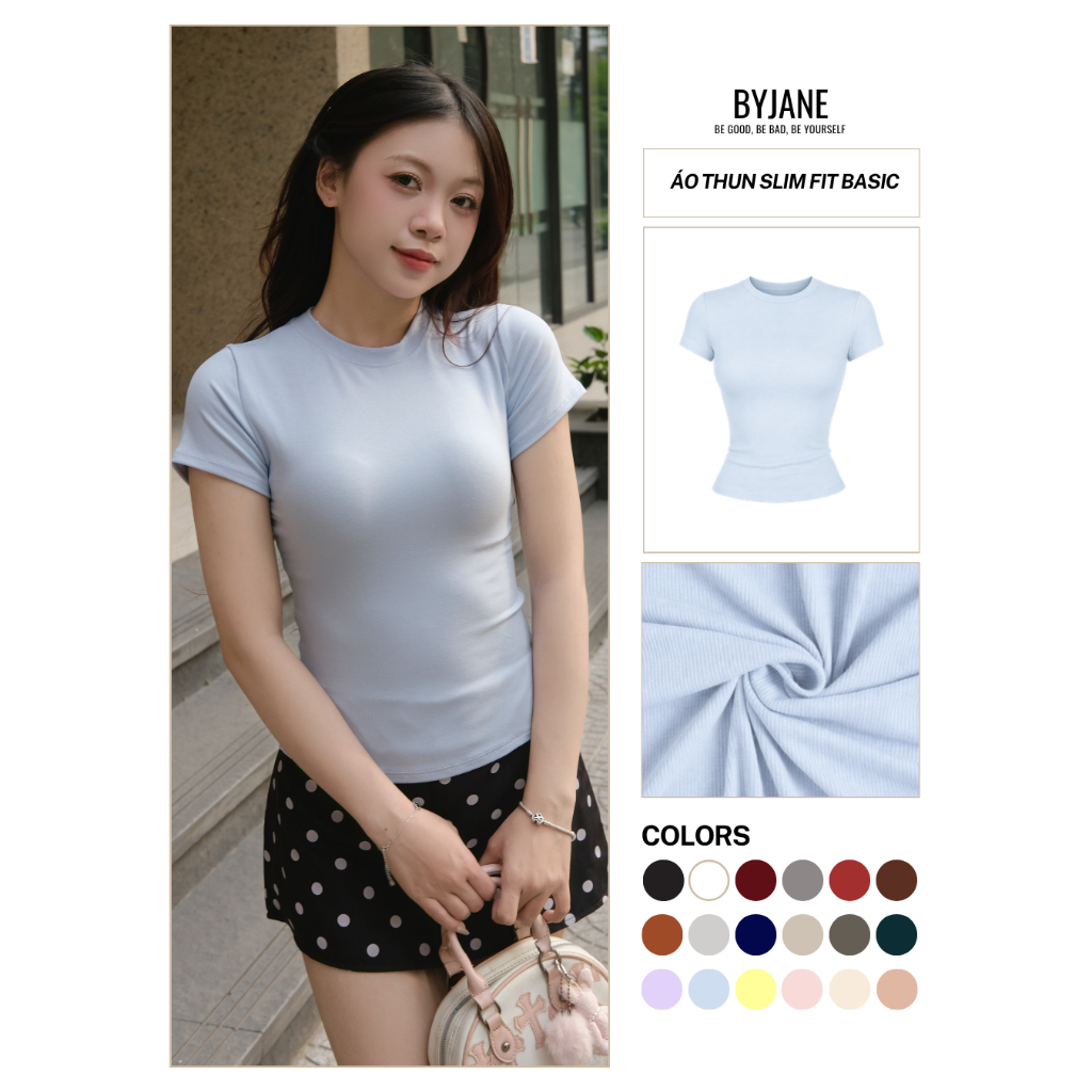 Áo Thun Nữ Thắt Eo Ôm Body BYJANE chất cotton trơn co dãn 4 chiều Women (Từ 39kg-65kg) BYJANE - 315 | BigBuy360 - bigbuy360.vn