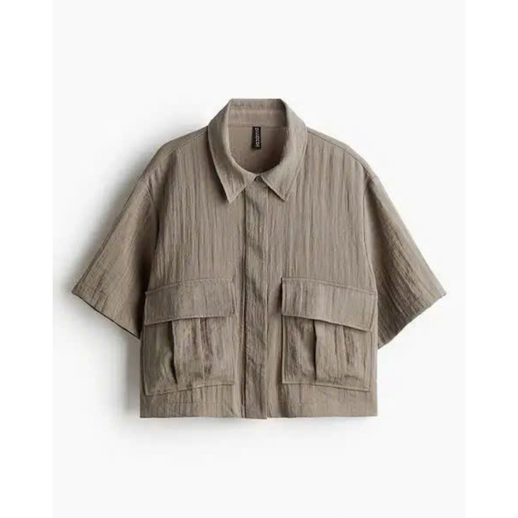 [ Hiền vnxk] Áo sơ mi croptop túi hộp nữ chất vải linen cá tính hàng vnxk
