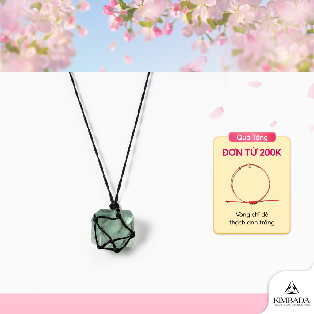 Dây chuyền thạch anh Fluorite thô hình bát giác Kimbada, vòng cổ phong thuỷ thu hút may mắn