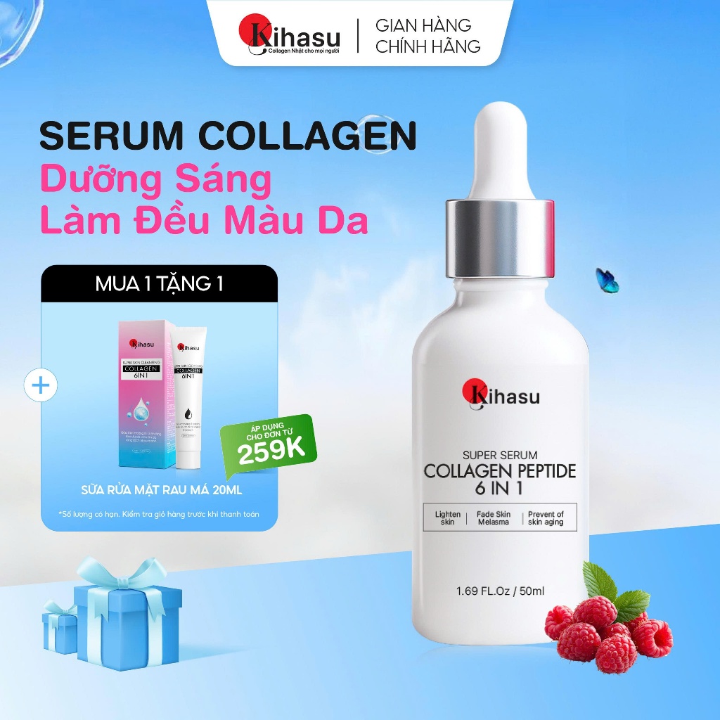 Serum Mờ Thâm Sáng Da KIHASU Collagen Niacinamide Vitamin C Cho Da Xỉn Màu
