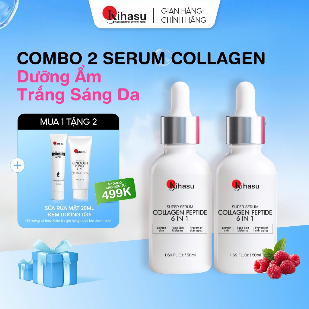 Combo Serum & Kem Dưỡng KIHASU Mini 10ml Dưỡng Trắng Sáng Da Mờ Thâm Cấp Ẩm Phục Hồi