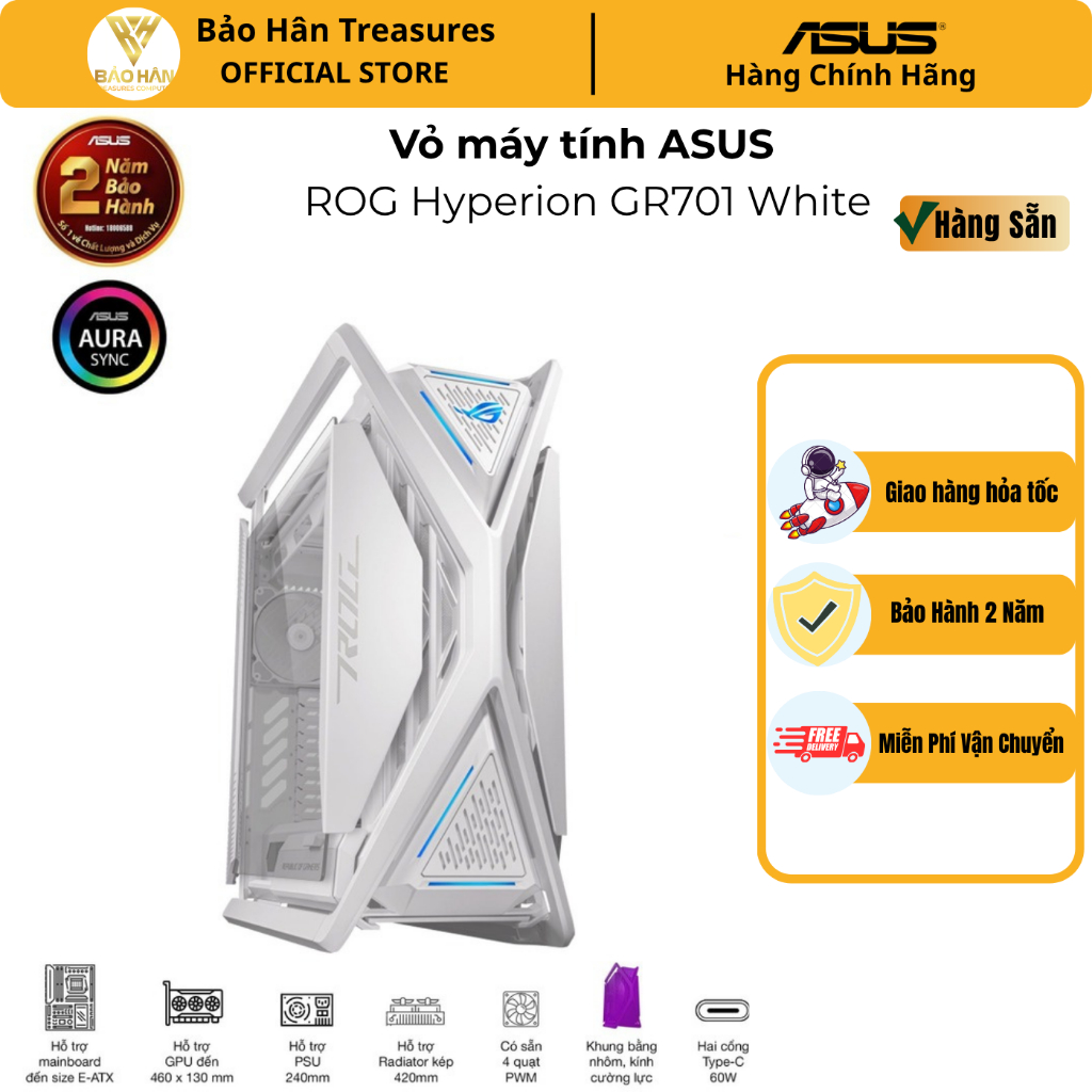 Case Máy Tính ASUS ROG Hyperion GR701 / White ( Full Tower) / SP006225 - Hàng Chính Hãng