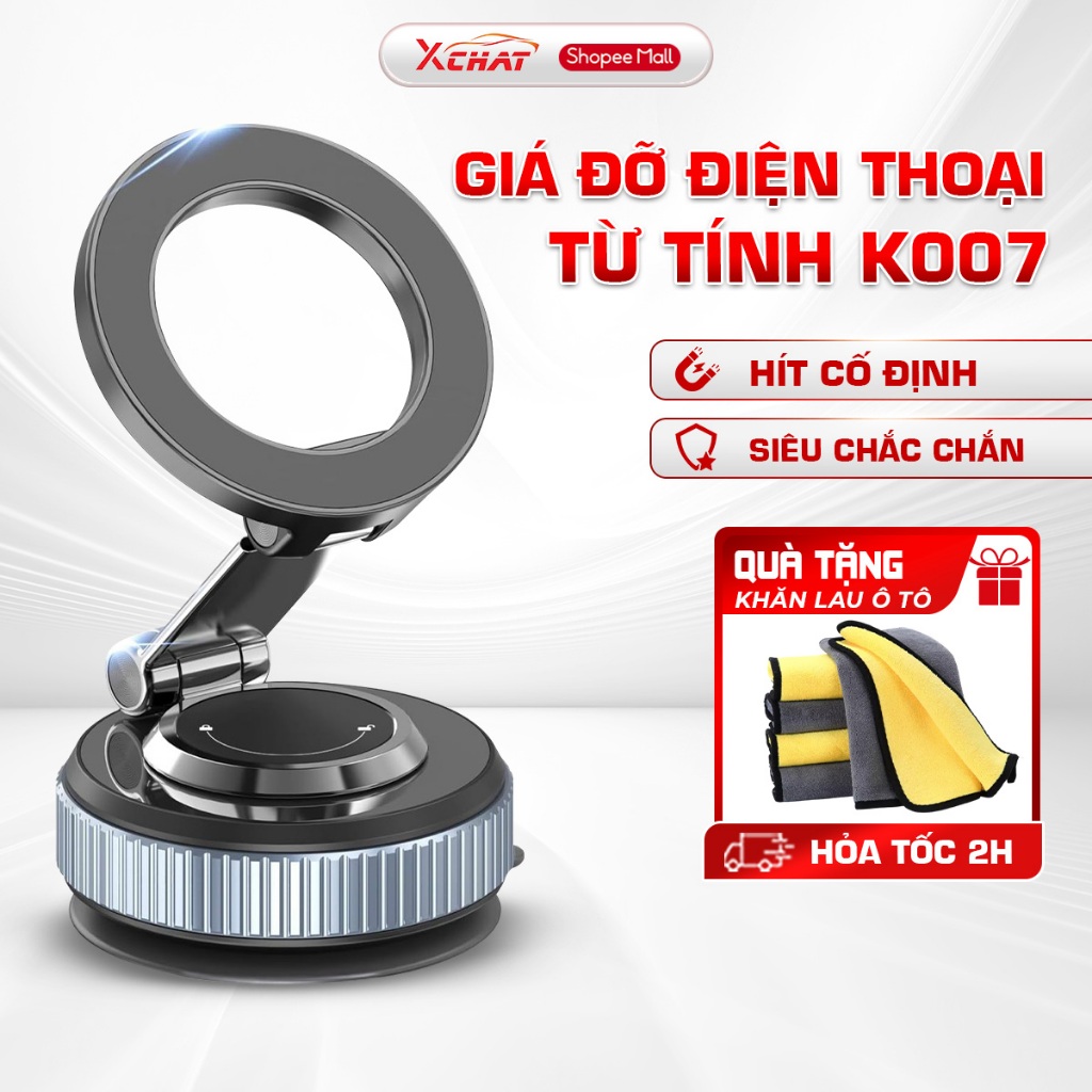 Giá đỡ điện thoại ô tô nam châm từ tính K007 XCHAT đế hút chân không, xoay 360 độ gấp gọn, sử dụng đa năng - Lỗi 1 đổi 1 | BigBuy360 - bigbuy360.vn