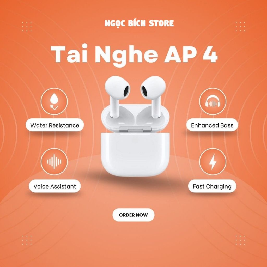 Tai Nghe Bluetooth AP4 Bản 10h Chống Ồn Chủ Động ANC Chất âm tuyệt vời, công nghệ đỉnh cao - BH Đồi 