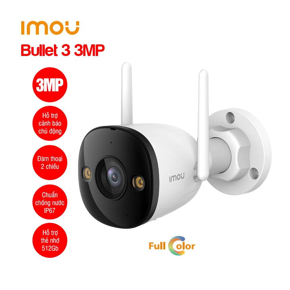 Camera Wifi ngoài trời Full Color iMOU IPC-S3EP-3M0WE (Bullet 3 3MP) - hàng chính hãng