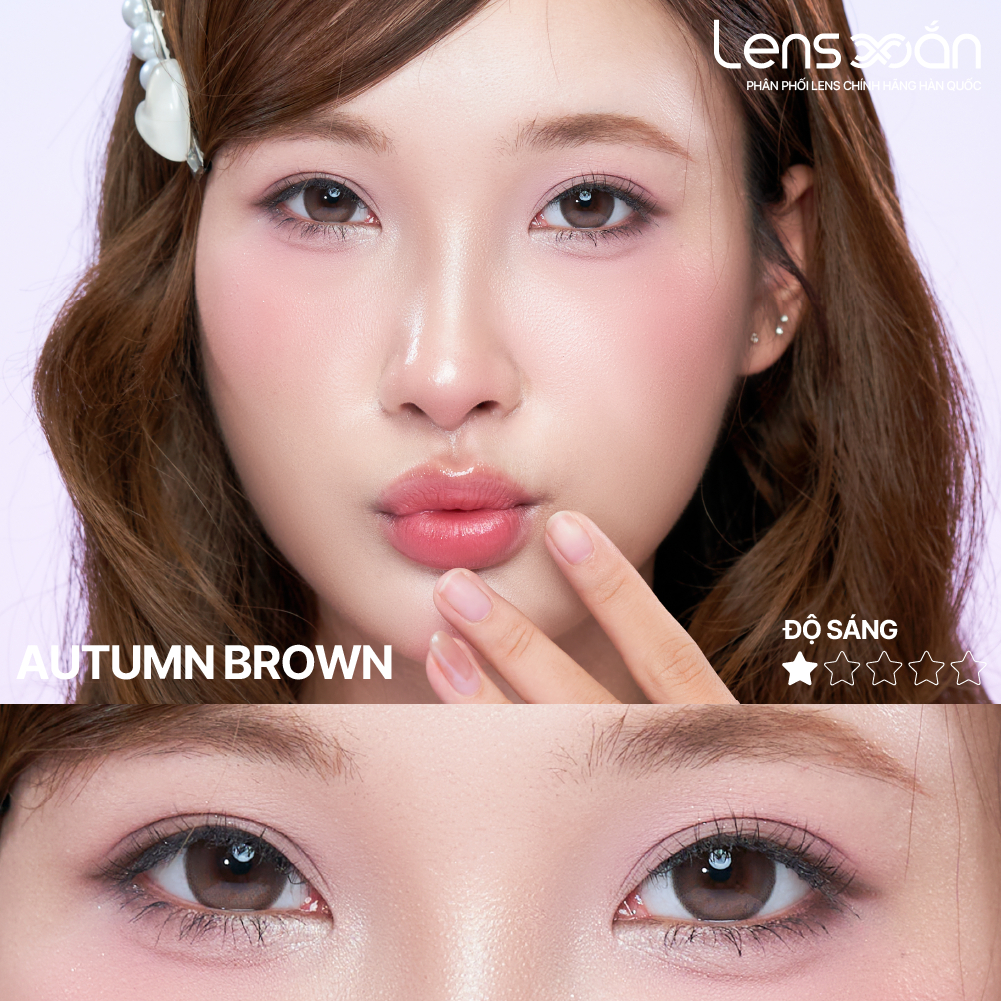 Kính áp tròng cận 6 tháng LENS XOẮN lens nâu tự nhiên trong veo 14.5 giãn tròng B.S.COR AUTUMN BROWN | BigBuy360 - bigbuy360.vn