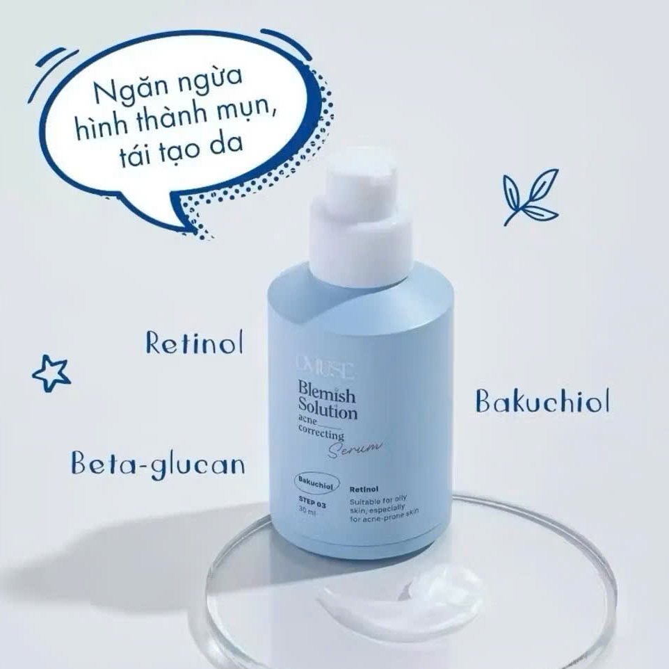 [Chính hãng] Serum OMUSE giảm mụn mờ thâm 0.3% Retinol + Bakuchiol + BHA se khít lỗ chân lông 30ml