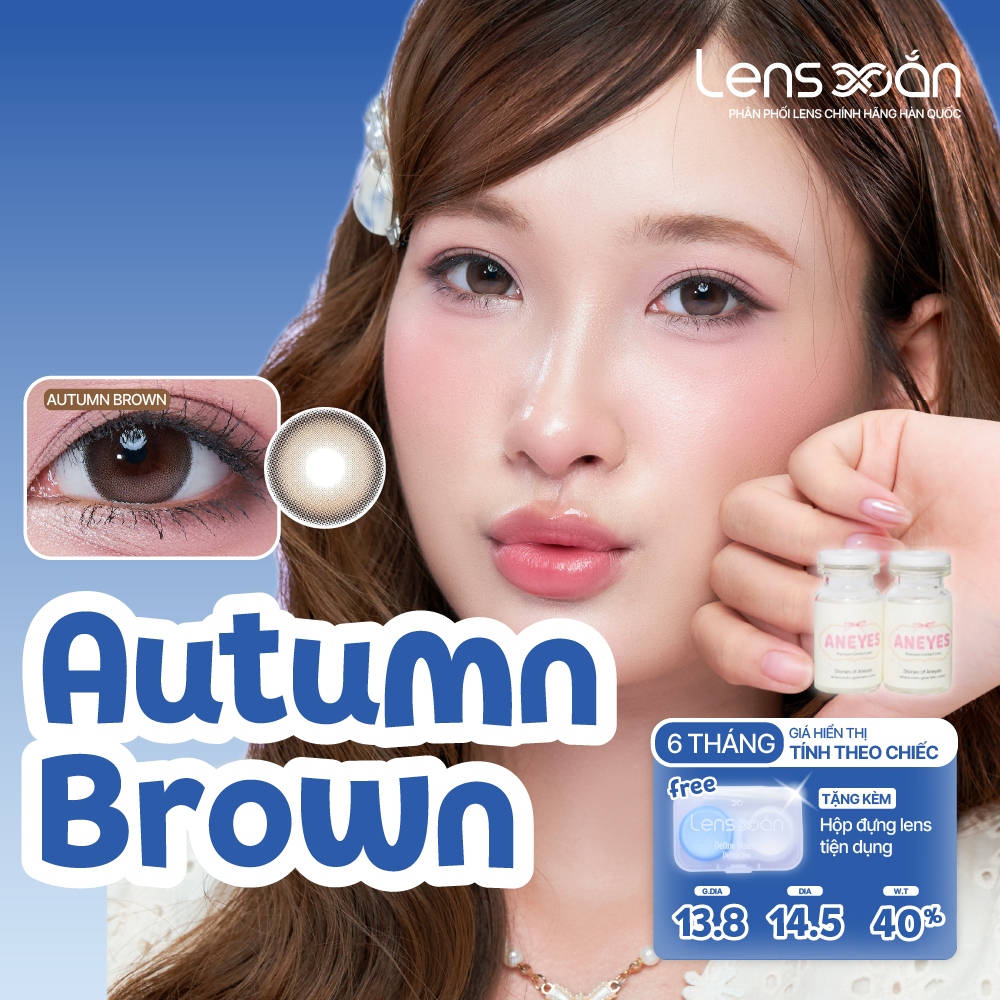 Kính áp tròng cận 6 tháng LENS XOẮN lens nâu tự nhiên trong veo 14.5 giãn tròng B.S.COR AUTUMN BROWN | BigBuy360 - bigbuy360.vn