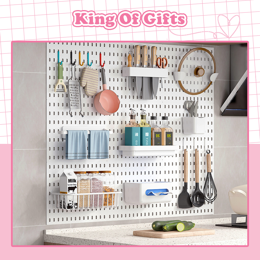 Bảng Pegboard treo đồ gắn tường kệ decor để đồ bàn học setup bàn làm việc,bảng lỗ trang trí dercor tường, DIY desk decor