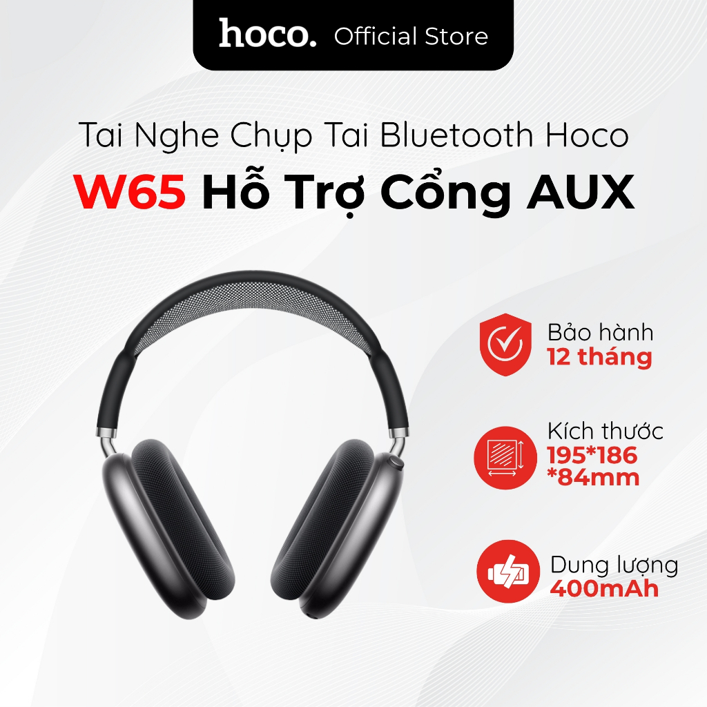 Tai Nghe Chụp Tai Bluetooth Hoco W65 Happy - Đệm Tai Vải Thoáng Khí
