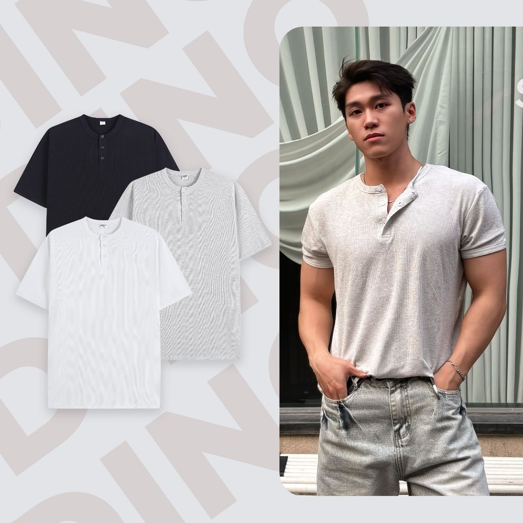 Áo Phông Cộc Tay Cổ Henley DINOMAN Form Cleanfit Cotton Mềm Mịn Thấm Hút Thoáng Mát Dễ Chịu AP015 | BigBuy360 - bigbuy360.vn