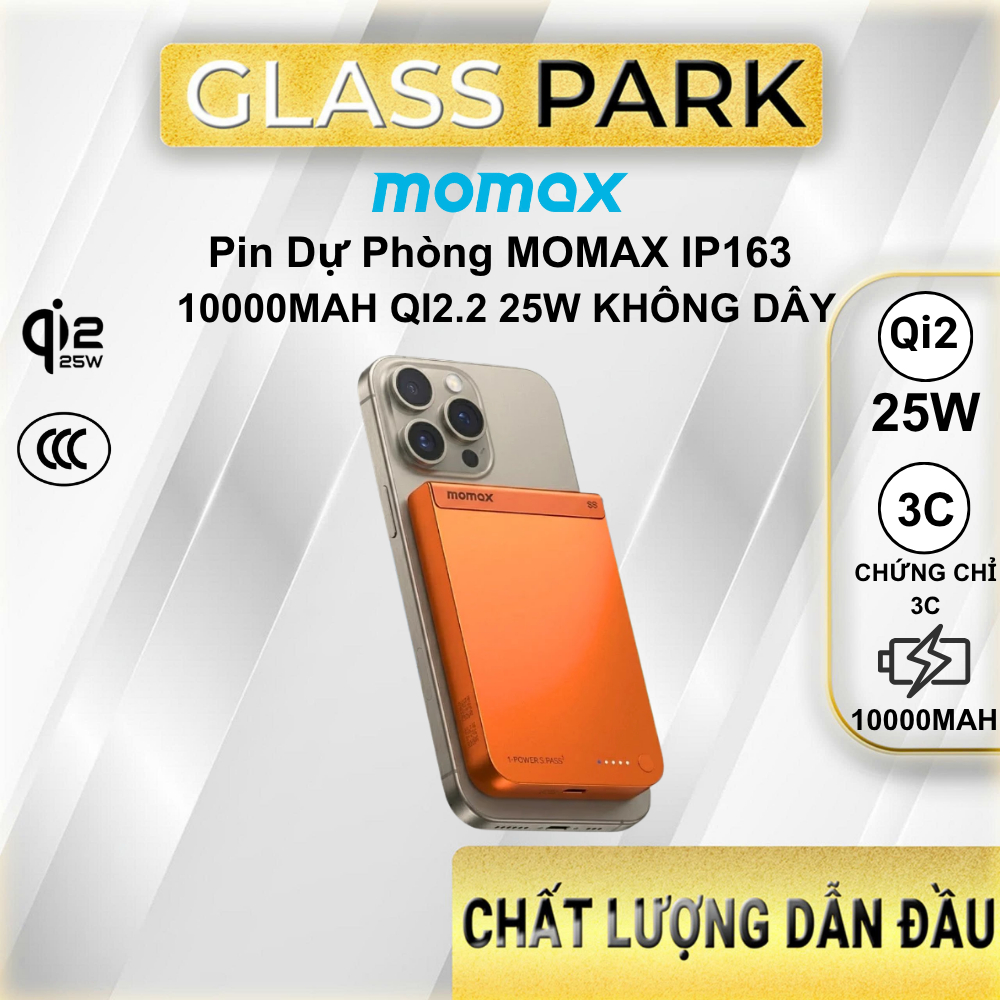Pin dự phòng Momax IP163 Không Dây Từ Tính 10000mAh Qi2 25W.
