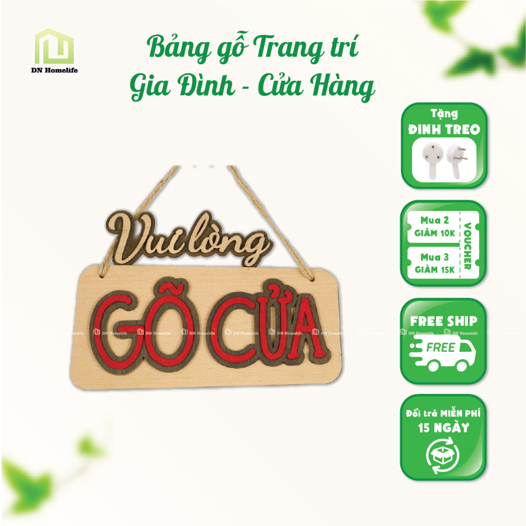 Bảng gỗ trang trí "Vui lòng..." Siêu dễ thương trang trí cửa hàng, cơ quan