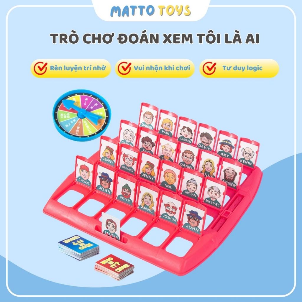 Who is it - Bộ đồ chơi board game đối kháng 2 người bảng đoán nhân vật giúp bé luyện trí nhớ