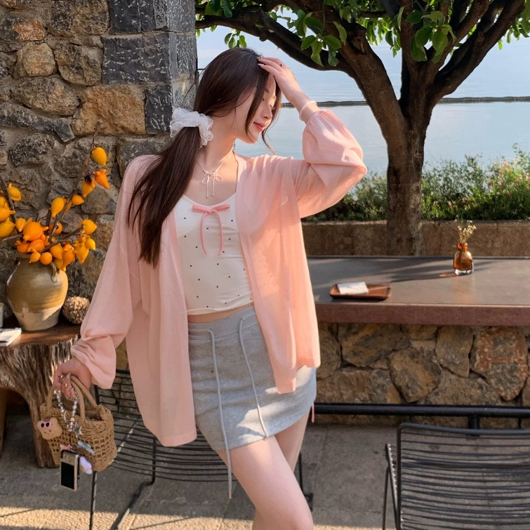 Áo khoác cardigan thun giấy mỏng dáng dài tay bo phong cách basic 24Feb.studio A0007