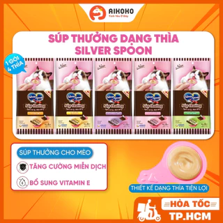 Súp Thưởng Dạng Thìa Silver Spoon 40g Cho Mèo - Vị Cá Ngừ/Cá Ngừ Vằn/Thịt Gà/Hải Sản/Cá Hồi - Aikoko