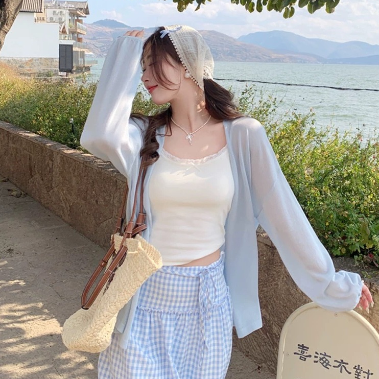 Áo khoác cardigan thun giấy mỏng dáng dài tay bo phong cách basic 24Feb.studio A0007 | BigBuy360 - bigbuy360.vn
