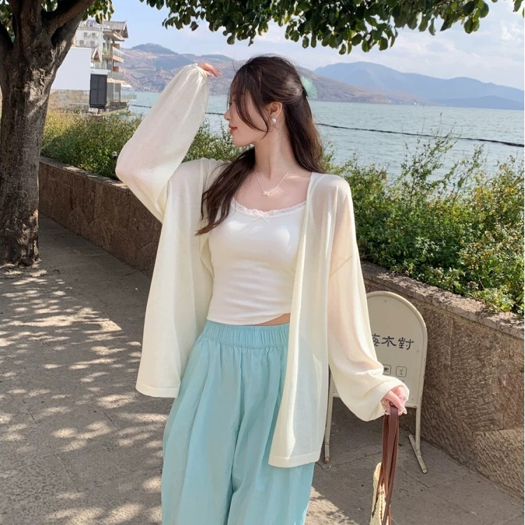Áo khoác cardigan thun giấy mỏng dáng dài tay bo phong cách basic 24Feb.studio A0007 | BigBuy360 - bigbuy360.vn