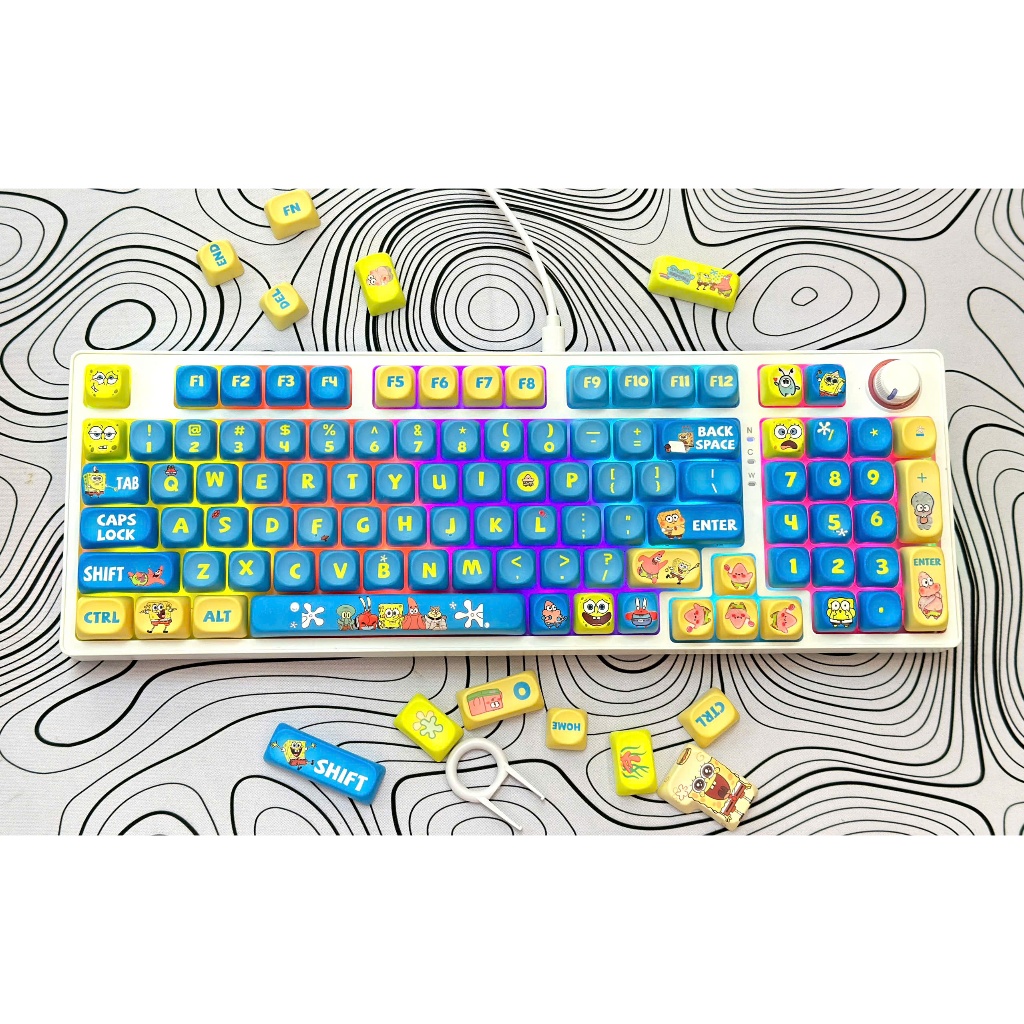 BÀN PHÍM CƠ CÓ DÂY AG98 PHỐI NÚT (KEYCAP) SIÊU DỄ THƯƠNG DÀNH CHO VĂN PHÒNG, CHƠI GAME