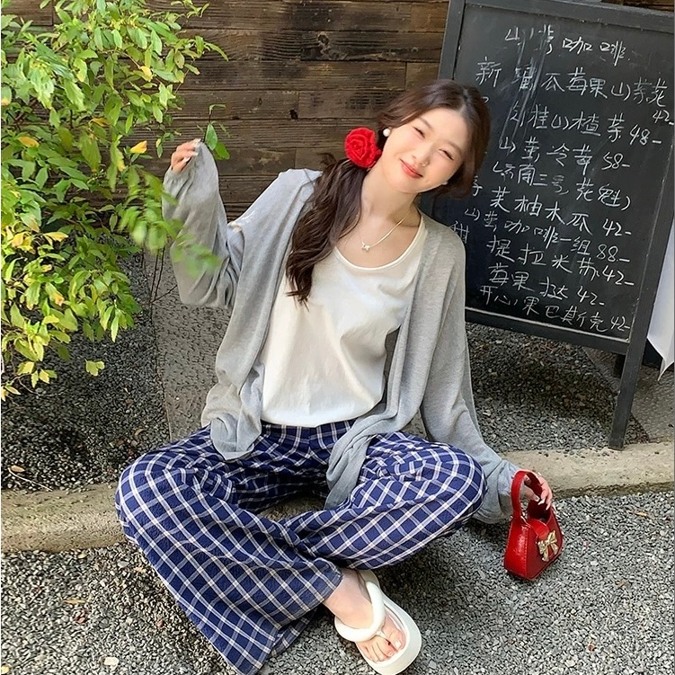 Áo khoác cardigan thun giấy mỏng dáng dài tay bo phong cách basic 24Feb.studio A0007 | BigBuy360 - bigbuy360.vn