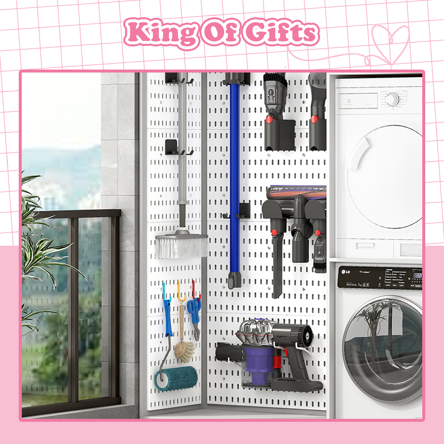 Kệ giá treo tường trang trí pegboard để đồ decor bàn học phòng bếp nhà tắm kèm phụ kiện King of Gifts