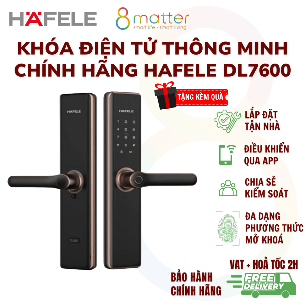 Khoá Điện Tử Thông Minh Chính Hãng HAFELE DL7600 - Hỗ Trợ Lắp Đặt - Kèm Quà Tặng