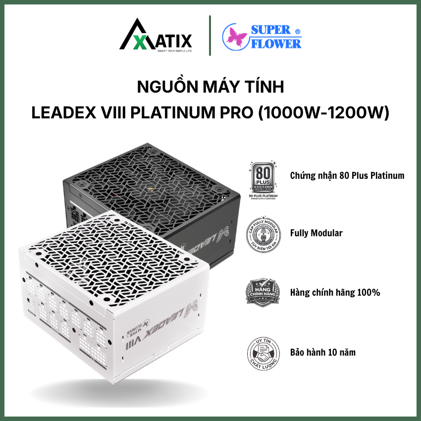 [CHÍNH HÃNG] Nguồn Máy Tính PSU Super Flower Leadex VIII Platinum Pro 1000W - 1200W ATX 3.1 Black - 