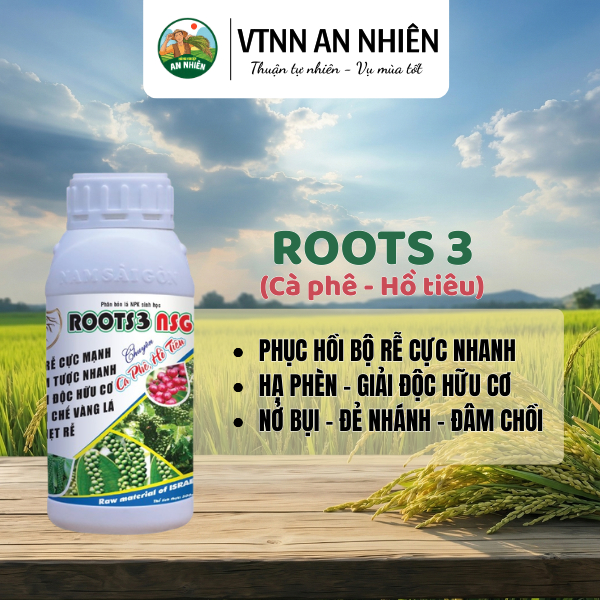 ROOT3 500ml CHUYÊN CÀ PHÊ/HỒ TIÊU - PHỤC HỒI BỘ RỄ CỰC NHANH, HẠ PHÈN – GIẢI ĐỘC HỮU CƠ, NỞ BỤI,...