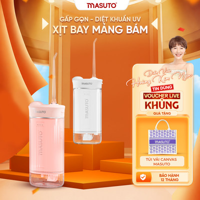 Máy Tăm Nước Masuto Gấp Gọn 5 Đầu Tắm, Khử Khuẩn UVC, Công Nghệ Bọt Khí Siêu Âm Làm Sạch Nhanh Phù Hợp Răng Nhạy Cảm