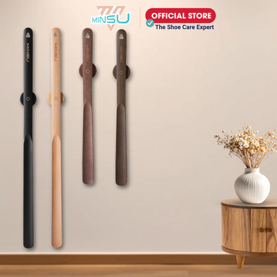 Cây Đón Gót Giày MINSU Shoehorn M2461 Gỗ Sồi Cao Cấp, Có Nam Châm Gắn Tường/Tủ, Thiết Kế Nhỏ Gọn, Hỗ Trợ Mang Giày Êm Ái