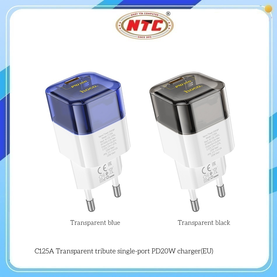 Cốc sạc Hoco C125A cổng TypeC PD 20W (Trắng)