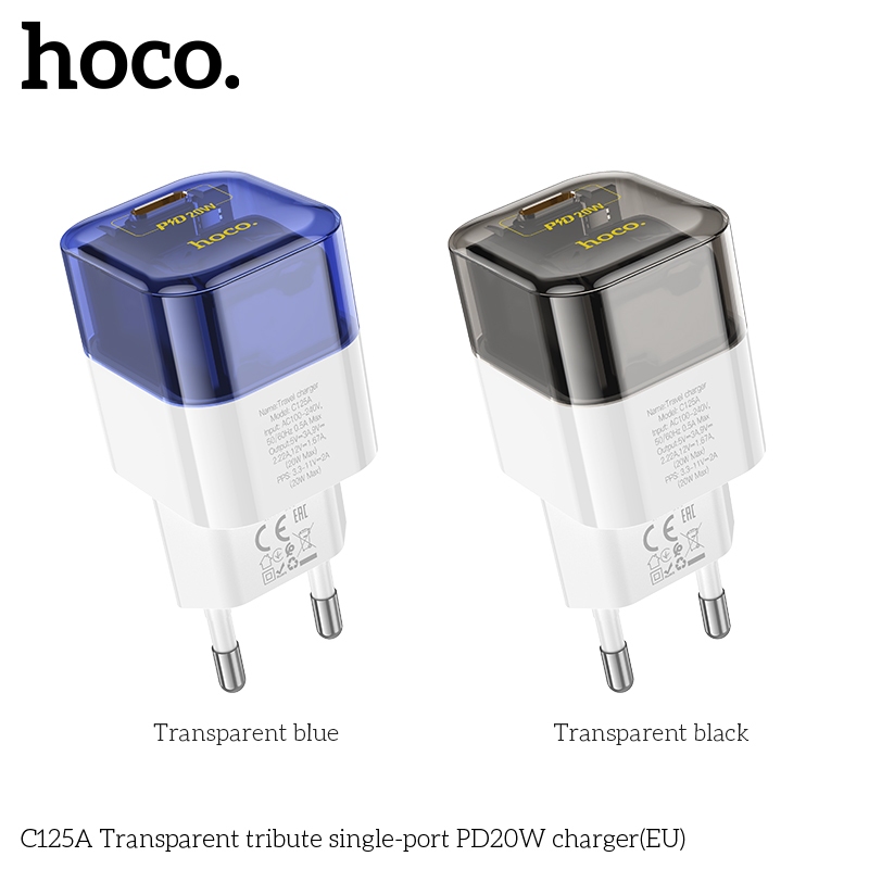 Cốc sạc Hoco C125A cổng TypeC PD 20W (Trắng) - PHỤ KIỆN 1986