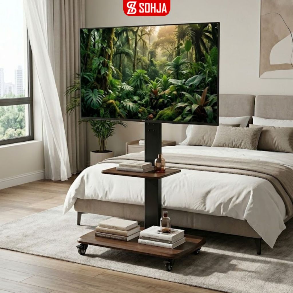 Giá treo tivi di động 55 - 85 inch kệ treo tivi có bánh xe dễ di chuyển khung thép dày SOHJA - SM173