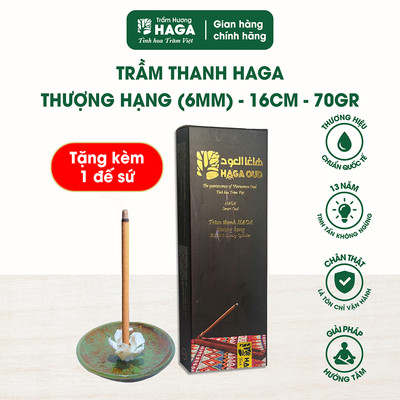 Nhang không tăm trầm hương tự nhiên, trầm thanh HAGA Thượng hạng,70g/16cm/6mm, thư giãn, yoga, thiền