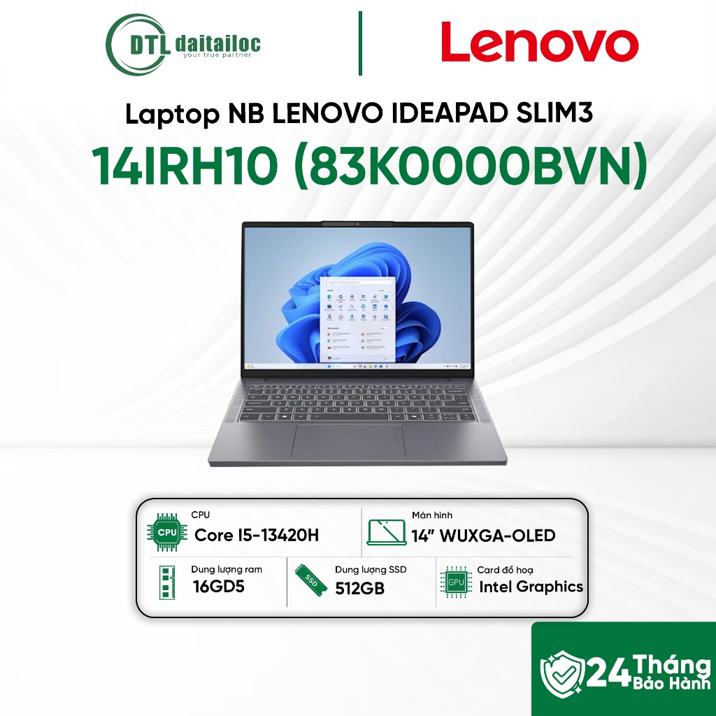 Laptop Lenovo IdeaPad Slim 3 14IRH10 83K0000BVN Core i5-13420H 16GB 512GB SSD 14" WUXGA OLED Win11 X