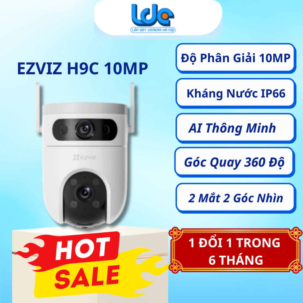 Camera Wifi EZVIZ H9C 6MP, 10MP Camera WiFi quay quét, ống kính kép , Đàm thoại 2 chiều, Có màu ban 