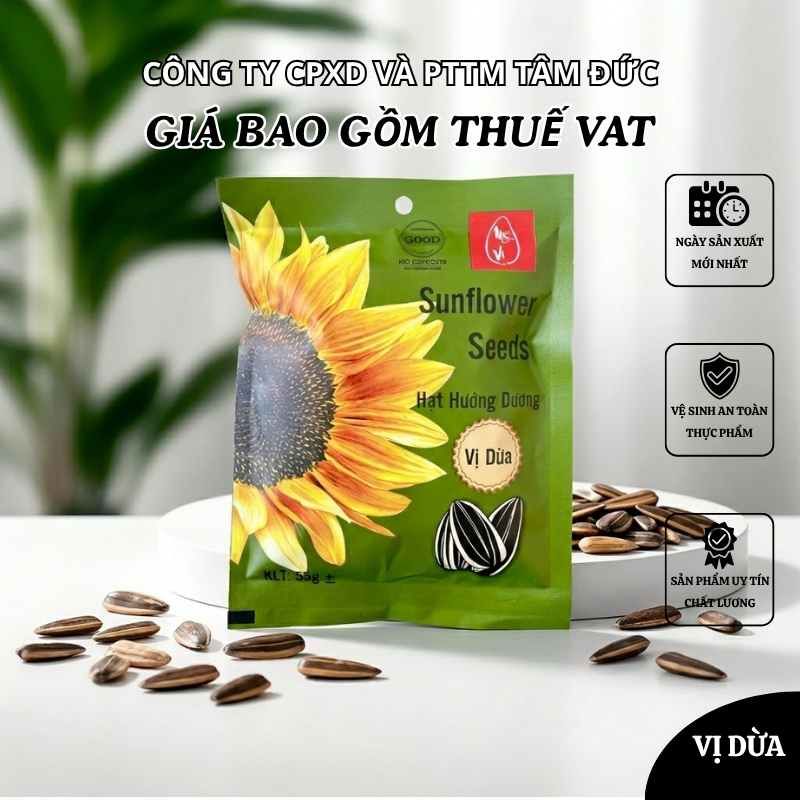 Hướng Dương Vị Dừa Mỹ Vị 30 Gói 55gr Hướng Dương Tẩm Vị Dừa Hạt To Mẩy Thơm Giòn