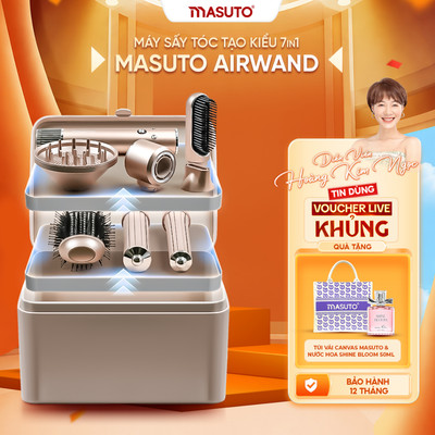[Premium Edition 2026] Máy Sấy Tóc Tạo Kiểu Masuto AirWand Champagne Gold - Công Nghệ Ion Giảm Hư Tổn