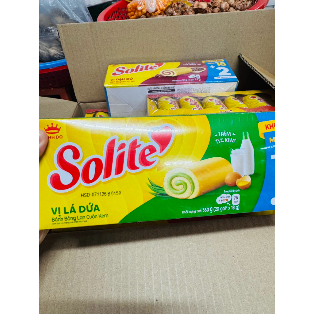 Bánh Bông Lan Solite Vị Dứa / Dâu / Đậu đỏ 324g