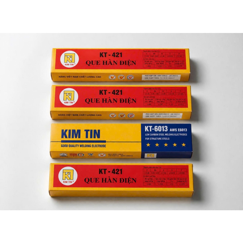 Que Hàn Điện Kim Tín KT-421 2.5mm / KT-6013 3.2mm Chính Hãng – Que Hàn Sắt Thép Dễ Hàn, Ít Xỉ, Mối Đ