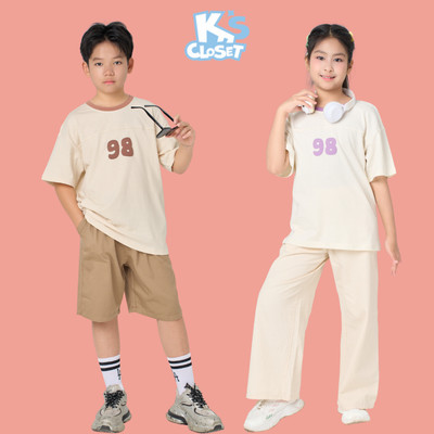 Áo Phông Cộc Tay K'S CLOSET Chất Liệu Vải Cotton From Thoải Mái Cho Bé Trai Và Bé Gái (2-14 tuổi) từ 12kg-65kg E004SIS