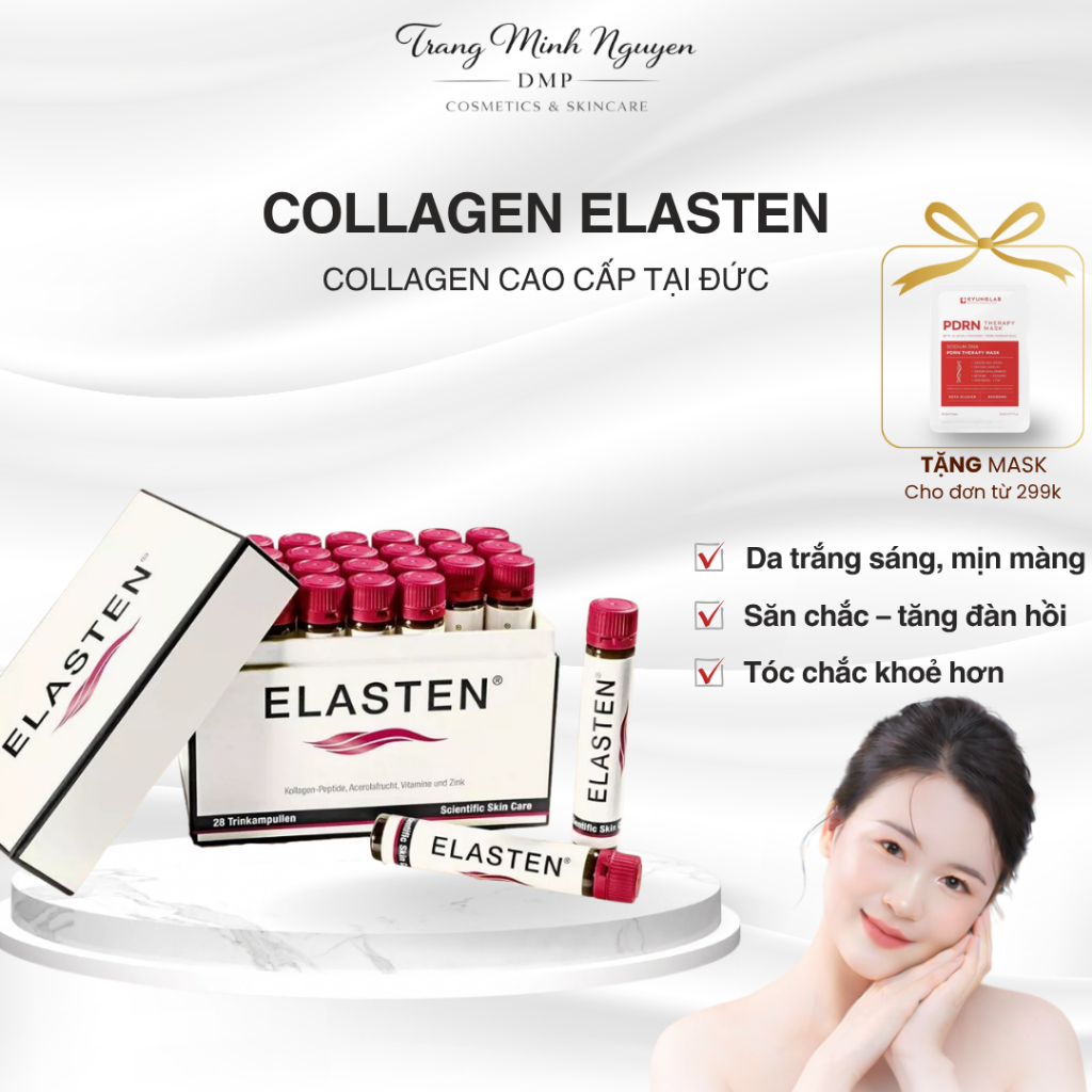 [CHÍNH HÃNG] Collagen Elasten Dạng Nước (Hộp 28 Ống) - Trẻ Hóa Da, Căng Bóng & Mờ Nếp Nhăn