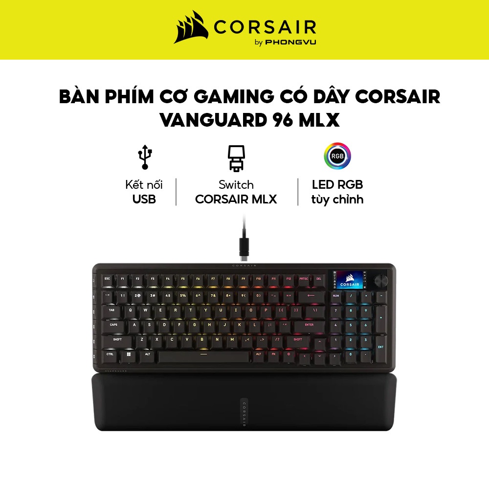 Bàn Phím Cơ Gaming Có Dây Corsair VANGUARD PRO 96 MGX Hyperdrive CH-91E911G-NA - Bảo Hành 24 Tháng