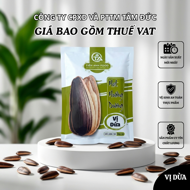 Hướng Dương Vị Dừa Tiến Anh 30 Gói Hướng Dương Tẩm Vị Dừa Hạt To Mẩy Thơm Giòn 55gr