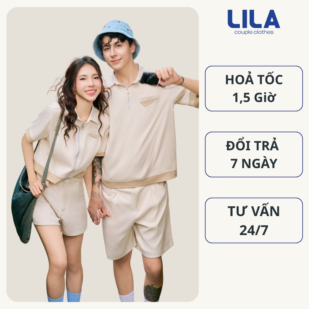 Set đồ đôi nam nữ áo couple với người yêu áo thun đôi couple phối quần sooc trẻ trung thương hiệu LI