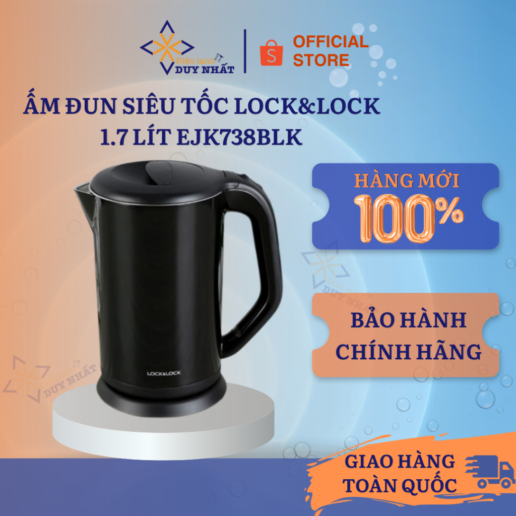 Ấm đun siêu tốc Lock&Lock 1.7 lít EJK738BLK