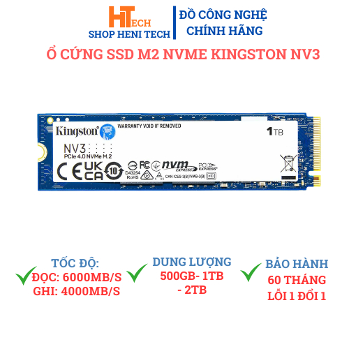 Ổ cứng SSD Kingston NV3 500GB - 1TB - 2TB M.2 PCIe Gen4 x4 NVMe bảo hành 3 năm chính hãng